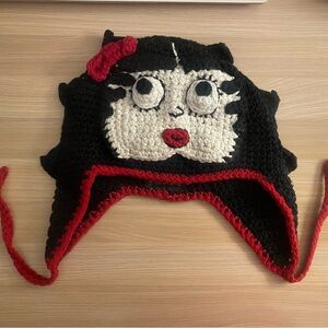 Black and Red Cartoon Character Knit Hat